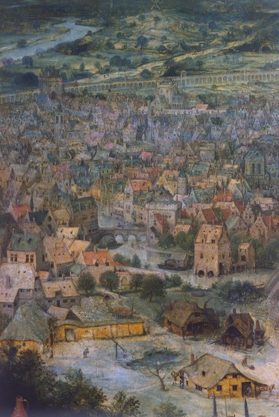 Stadt (Detail aus dem Turmbau zu Babel) von Pieter Bruegel the Elder