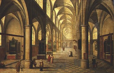 Innenraum einer Kathedrale mit Figuren von Pieter the Elder Neeffs
