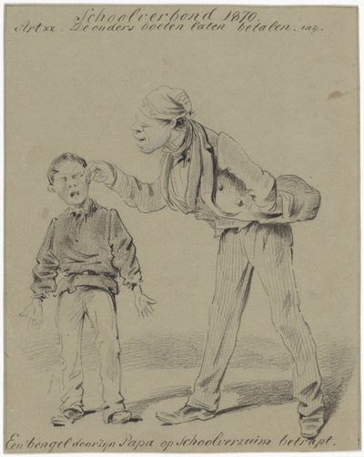 Vater und Sohn (Ein Bengel von seinem Papa beim Schulschwänzen erwischt) von Pieter van Loon