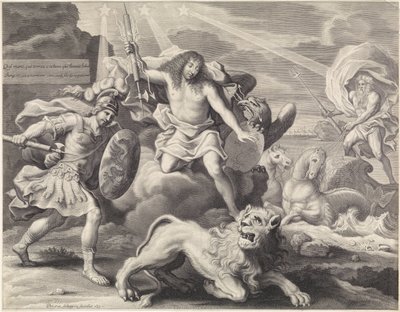 Werbeprint mit allegorischer Darstellung von Ludwig XIV. als Jupiter, 1659 von Pieter van Schuppen