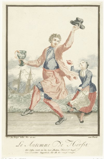 Tanzender Mann mit einem Roemer in der Hand (Der Herbst) (Die vier Jahreszeiten) von Pieter van den Berge
