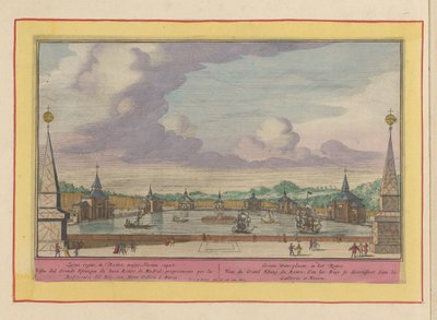 Großer Teich mit Schiffen in den Gärten des Palacio del Buen Retiro in Madrid von Pieter van den Berge