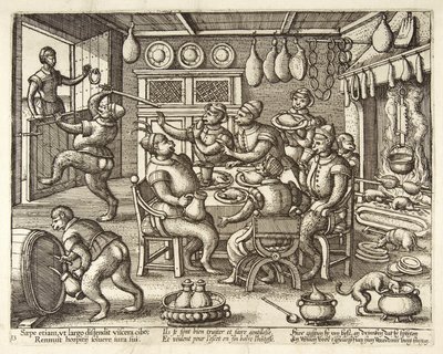 Die fette Küche, veröffentlicht ca. 1585 von Pieter van der Borcht