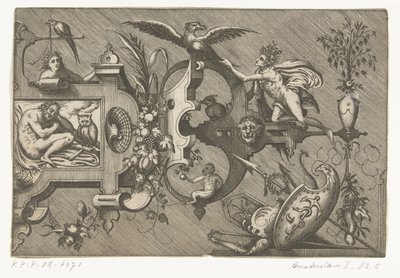 Rechte Hälfte einer großen Kartusche mit einer Darstellung der Nacht von Pieter van der Heyden