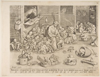 Der Esel in der Schule, 1557 von Pieter van der Heyden