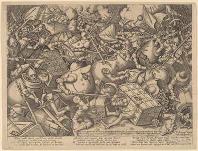 Die Schlacht der Geldsäcke und der Geldkisten von Pieter van der Heyden after Pieter Bruegel the Elder