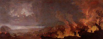 Ausbruch des Vesuvs bei Nacht mit Zuschauern im Vordergrund von Pietro Antoniani