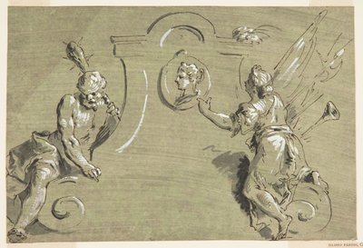 Entwurf für einen Teil einer gemalten Dekoration von Pietro Antonio Novelli