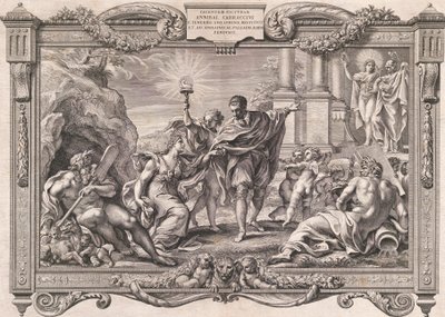 Annibale Carracci stellt Apollo und Minerva die Malerei vor, 1674 von Pietro Aquila