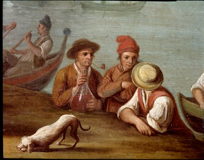 Bankettszene in Posillipo (Detail der Fischer) von Pietro Fabris