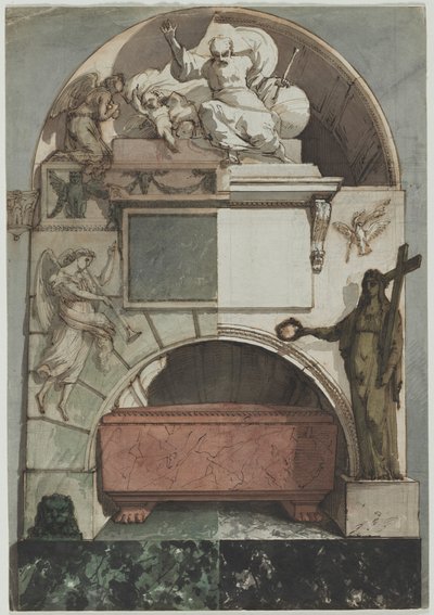 Entwurf für ein Fresko eines Künstlergrabes in der Certosa von Bologna (Recto) von Pietro Fancelli