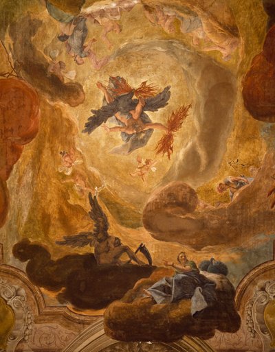Italien, Venedig, Große Treppe im Palazzo Sagredo, Fall der Giganten, Fresko von Pietro Longhi von Pietro Longhi