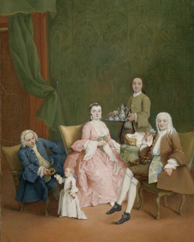 Porträt einer venezianischen Familie mit einem Diener, der Kaffee serviert von Pietro Longhi