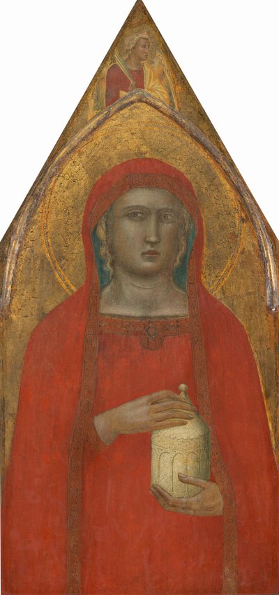 Heilige Maria Magdalena mit einem Engel [linkes Panel] von Pietro Lorenzetti