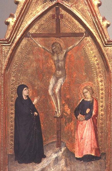 Die Kreuzigung mit der Jungfrau Maria und Johannes dem Theologen, ca. 1330 von Pietro Lorenzetti