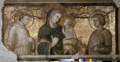 Die Jungfrau und das Kind zwischen Johannes und Franziskus von Pietro Lorenzetti