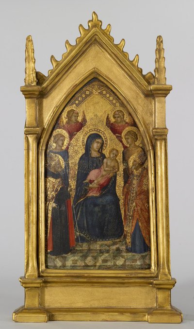 Jungfrau und Kind mit den Heiligen Augustinus, Nikolaus, Katharina, Lucia und Engeln von Pietro Lorenzetti
