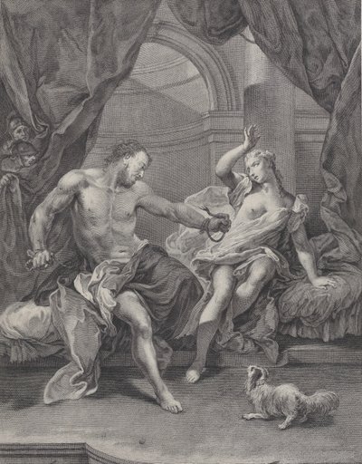 Samson und Delilah auf einem Bett sitzend, ca. 1730-39 von Pietro Monaco