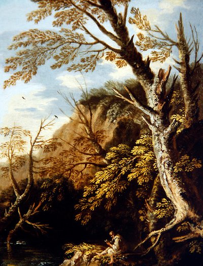 Waldlandschaft mit einem Einsiedler von Pietro Montanini