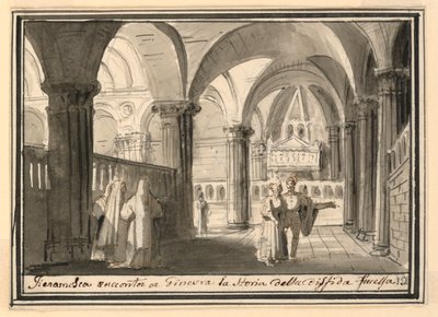 Bühnenbild, Innenraum einer Kirche von Pietro Narducci