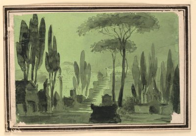 Bühnenbild, Treppen zwischen Gräbern von Pietro Narducci