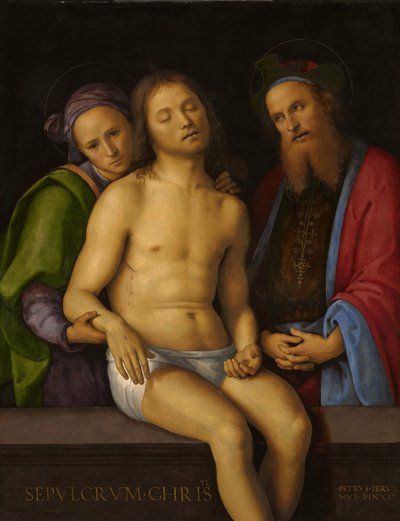 Toter Christus mit Joseph von Arimathäa und Nikodemus von Pietro Perugino