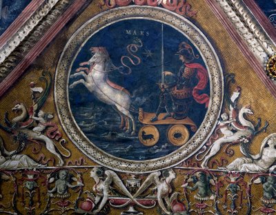 Der Wagen des Mars, Allegorie, (Detail) von Pietro Perugino
