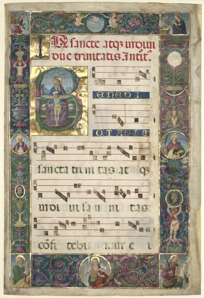 Die Dreifaltigkeit: Blatt aus einem Graduale mit Initiale B von Pietro Perugino
