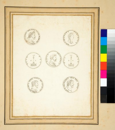 Münzen mit der Säule des Antoninus Pius von Pietro Santi Bartoli