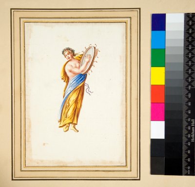 Gewandete Figur, die eine Trommel schlägt von Pietro Santi Bartoli