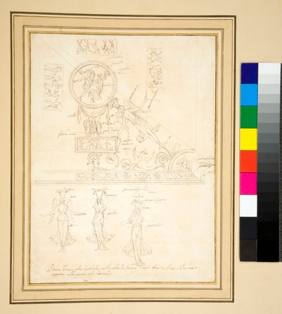 Skizze eines Teils eines Deckenfreskos von Pietro Santi Bartoli