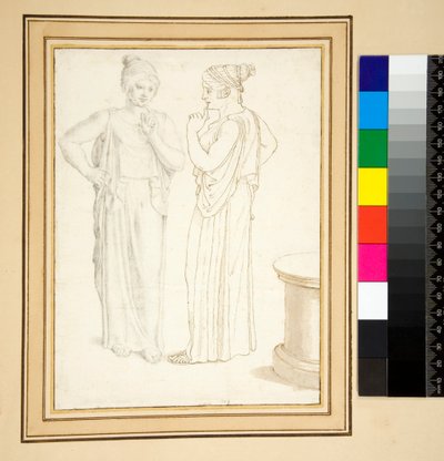 Zwei Ansichten einer Bronzestatuette von Pietro Santi Bartoli