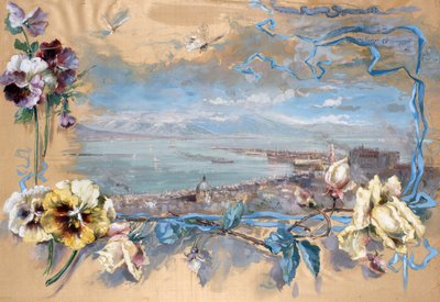 Blick auf Neapel durch Stiefmütterchen von Pietro Scoppetta