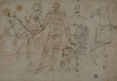 Skizzen von Männern, Pferden und dekorativem Design von Pietro Sorri