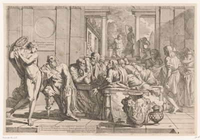 Alkibiades unterbricht Gespräch zwischen Sokrates und seinen Freunden von Pietro Testa