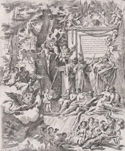Eine Allegorie zu Ehren der Ankunft von Kardinal Franciotti als Bischof von Lucca, 1680-1700 von Pietro Testa