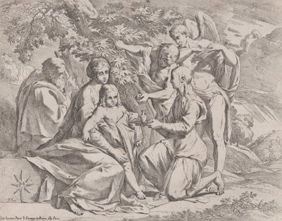 Die Heilige Familie von Engeln gespeist, ca. 1642-44 von Pietro Testa