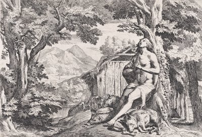 Der verlorene Sohn unter den Schweinen, aus einer Serie von vier Drucken, ca. 1645 von Pietro Testa