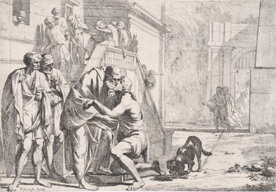 Die Rückkehr des verlorenen Sohnes, der Vater umarmt seinen Sohn, aus einer Serie von Pietro Testa