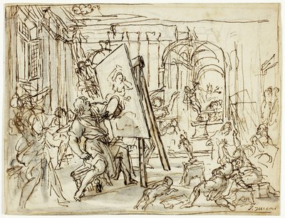 Erdbeben im Atelier eines Künstlers von Pietro da Cortona