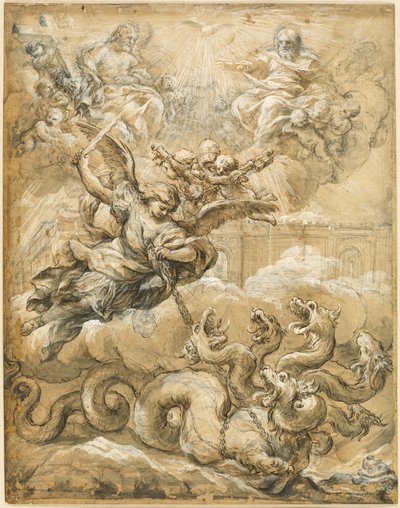 Die Heilige Dreifaltigkeit mit dem Heiligen Michael, der den Drachen besiegt von Pietro da Cortona