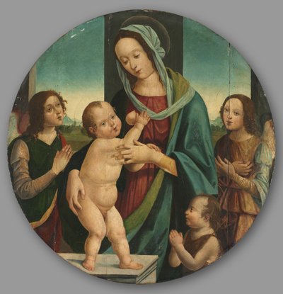 Jungfrau und Kind mit Johannes dem Täufer und Engeln, ca. 1500 von Pietro del Donzello