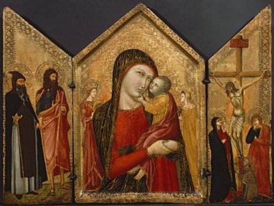 Madonna mit Kind, die Kreuzigung und Heilige, ca. 1340-1370 von Pietro follower of Lorenzetti