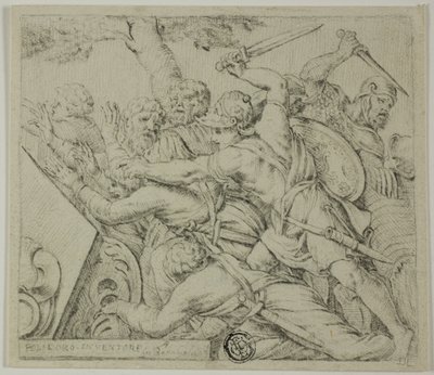 Soldaten von Kyros zerreißen die Armee von Spargabise von Polidoro da Caravaggio