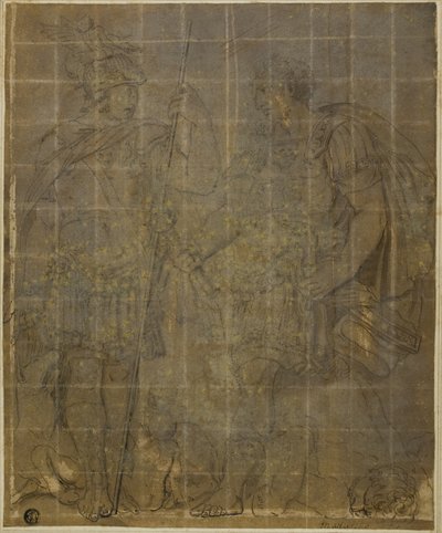Zwei römische Krieger mit Wölfin, Romulus und Remus von Polidoro da Caravaggio