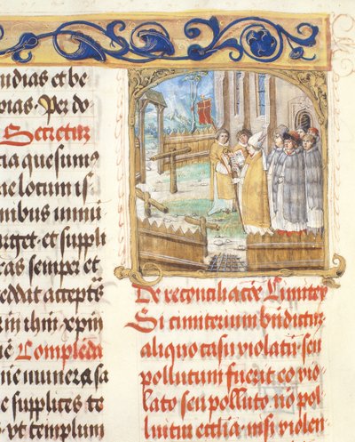 Segnung eines zerstörten Friedhofs durch einen Bischof aus dem Pontifikale von Bischof Erasmus Ciolek, ca. 1510 von Polish School