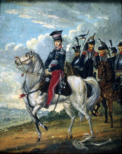 Prinz Josef Anton Poniatowski (1763-1813) mit Führern, ca. 1813 von Polish School