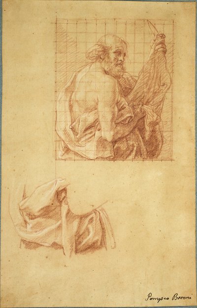 Studie für den heiligen Bartholomäus und Draperie von Pompeo Girolamo Batoni