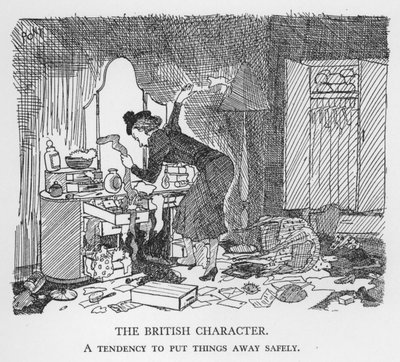 Der britische Charakter, Tendenz, Dinge sicher zu verstauen (Lithografie) von Pont