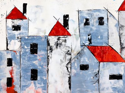 Moderne Stadt mit rotem Dach von Poonam Choudhary